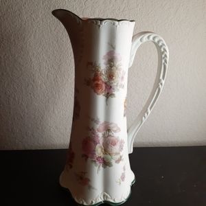 RARE EXQUISITE Reinecke Porzellan Manufaktur RPM Germany 11" Floral Ewer.